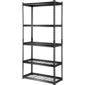 VEVOR Storage Shelving Unit, 5-Tier Adjustable, 2000 lbs Capacity, Heavy Duty Garage Shelves Metal Organizer Wire Rack, Black