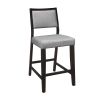 Black Finish Counter Height Chairs 2pc Set Gray Fabric Upholstered Seat and Back Casual Dining Kitchen Furniture