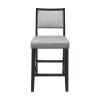 Black Finish Counter Height Chairs 2pc Set Gray Fabric Upholstered Seat and Back Casual Dining Kitchen Furniture