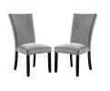 Attractive Set of 2pc Side Chairs Dining Room Furniture Gray Flannelette Seat Nailhead Trim Kitchen Breakfast