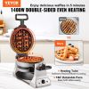 VEVOR 2-Layer Waffle Maker, 2 Pieces per Batch, 1400W Round Waffle Iron