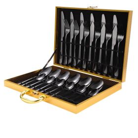 High-end tableware 24 piece set (Color: Black)