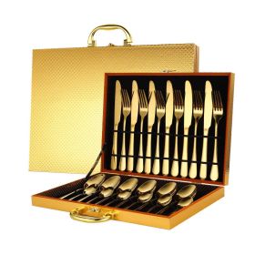 High-end tableware 24 piece set (Color: Gold)