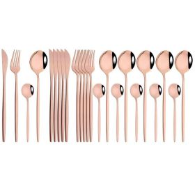 Commercial & Household 24Pcs Dinnerware Set Stainless Steel Flatware Tableware (Color: Rose Gold, Type: Flatware Set)