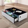 Modern Smart Coffee Table with Built-in Fridge, Bluetooth Speaker, Wireless Charging, Touch Control Panel, Power Socket, USB Interface