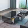 Modern Smart Coffee Table with Built-in Fridge, Bluetooth Speaker, Wireless Charging, Touch Control Panel, Power Socket, USB Interface