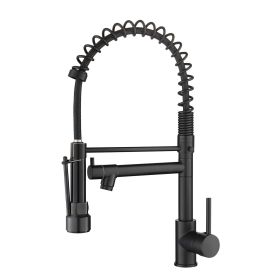 Single Handle Pull Down Sprayer Kitchen Faucet in Brushed Nickel (Color: Black)