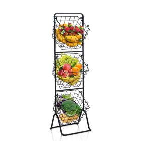 3-Tier Kitchen Storage Basket Organizer for Fruit (Color: Black, Type: Style A)