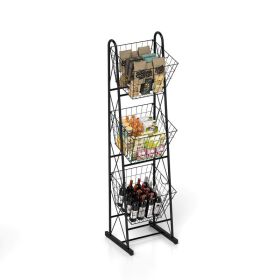 3-Tier Kitchen Storage Basket Organizer for Fruit (Color: Black, Type: Style B)